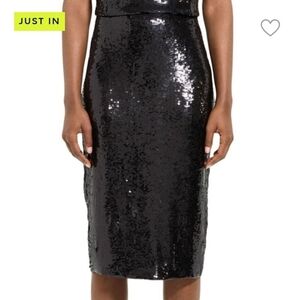 Theory CB High Slit Black Sequin Skirt